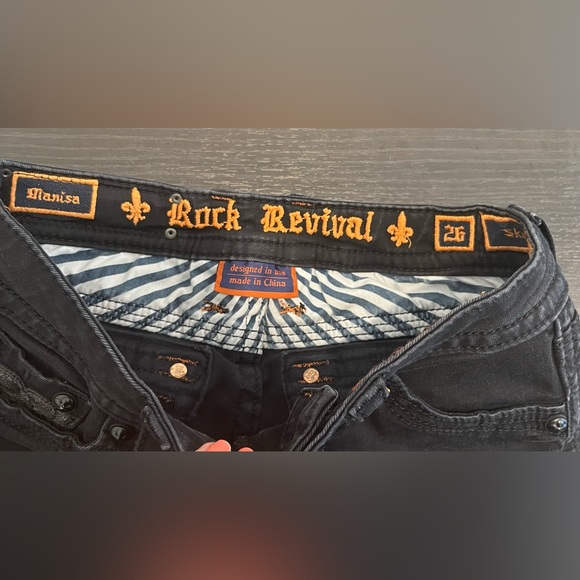 Rock Revival Marisa Black Denim Skinny Jeans Womens Low-Rise Casual Size 26x32 - Picture 7 of 11